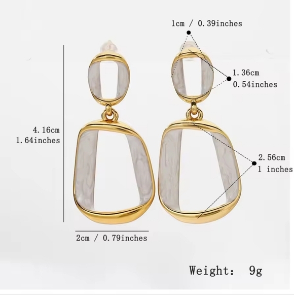 Gold and White Earrings - Picture 5 of 7